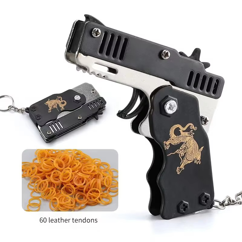 Home Security Gun - Mini Rubber Band Gun Keychain –