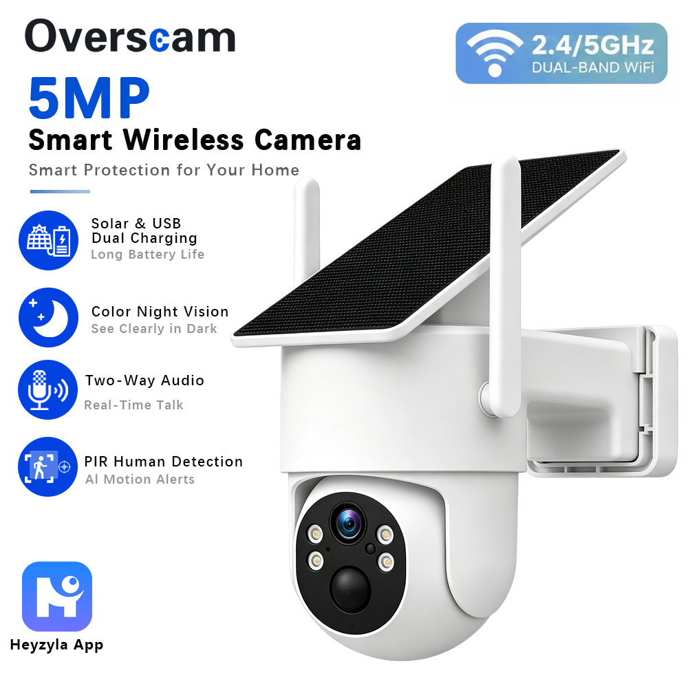 Home Security Wireless Cameras - 5MP Solar Powered PTZ Camera For