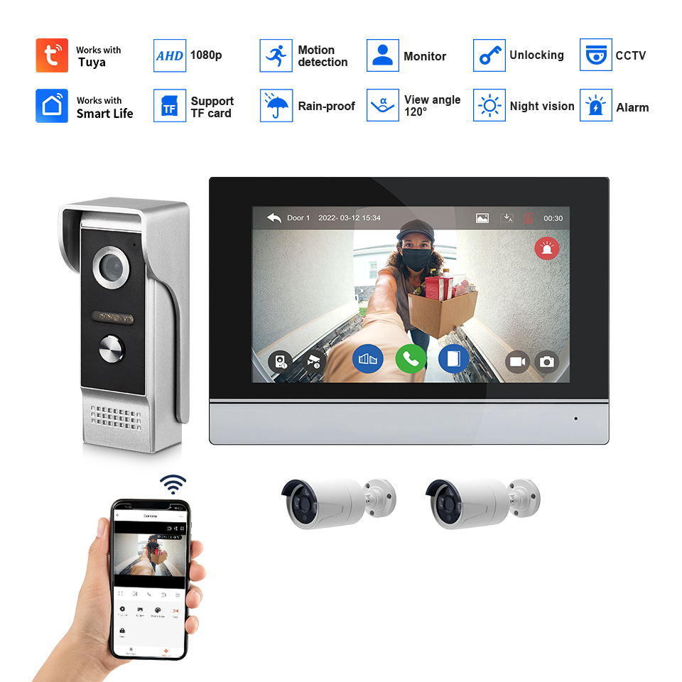 7Inch IPS Screen 2MP  Tuya Rem - Home Security Doorbell Camera review and price